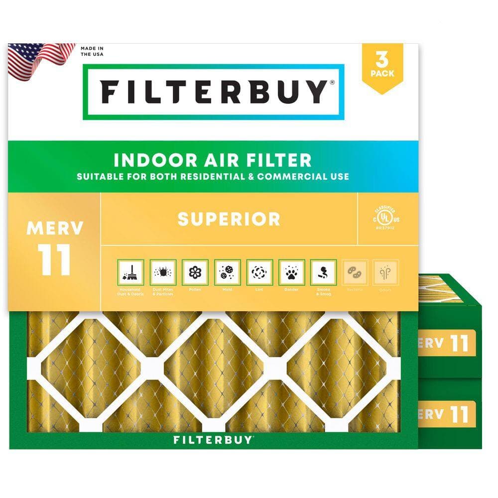 Filterbuy 29 in. x 29 in. x 4 in. MERV 11 (FPR 7) Allergen Defense Pleated HVAC AC Furnace Air Filters Replacement (3-Pack) (1)