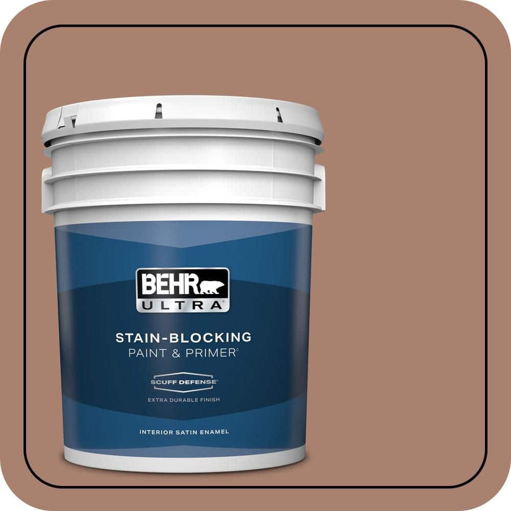BEHR ULTRA 5 gal. #S190-5 Cocoa Nutmeg Extra Durable Satin Enamel Interior Paint & Primer