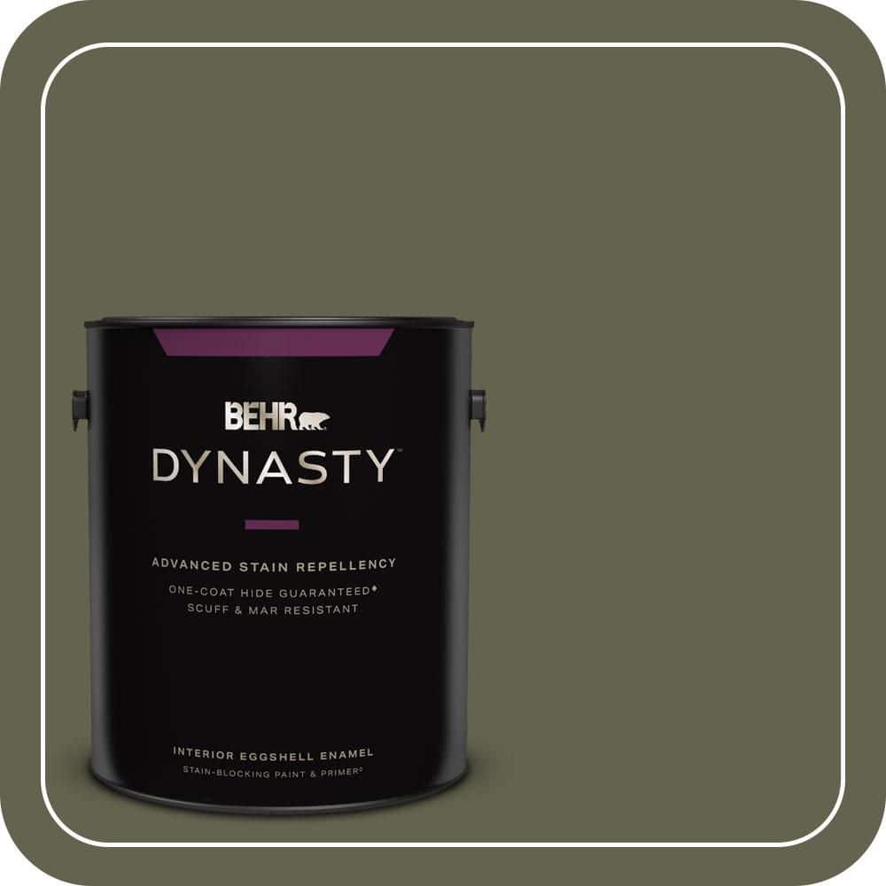 BEHR DYNASTY 1 gal. #N350-7A Mountain Olive One-Coat Hide Eggshell Enamel Interior Stain-Blocking Paint & Primer