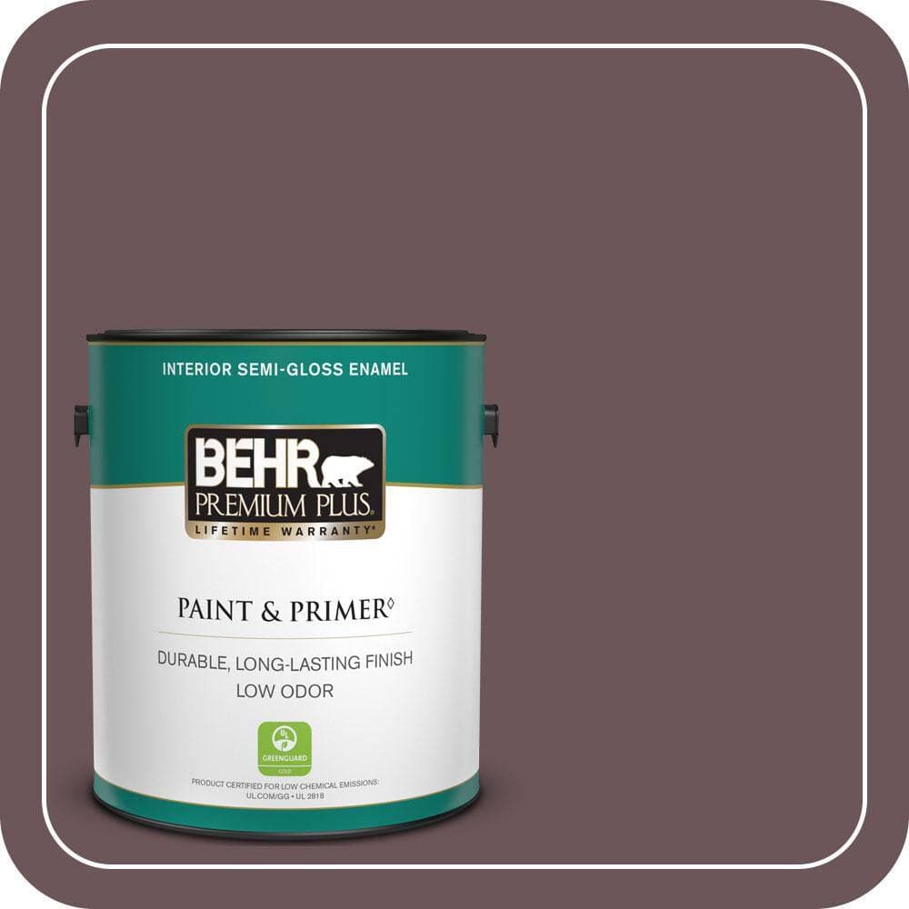 BEHR PREMIUM PLUS 1 gal. #N120-7 Grand Plum Semi-Gloss Enamel Low Odor Interior Paint & Primer
