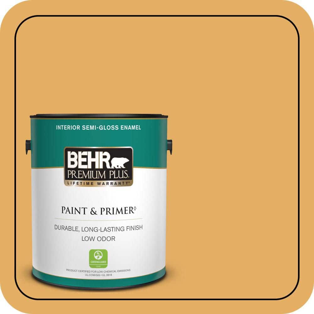 BEHR PREMIUM PLUS 1 gal. #MQ4-11 Lamplit Semi-Gloss Enamel Low Odor Interior Paint & Primer