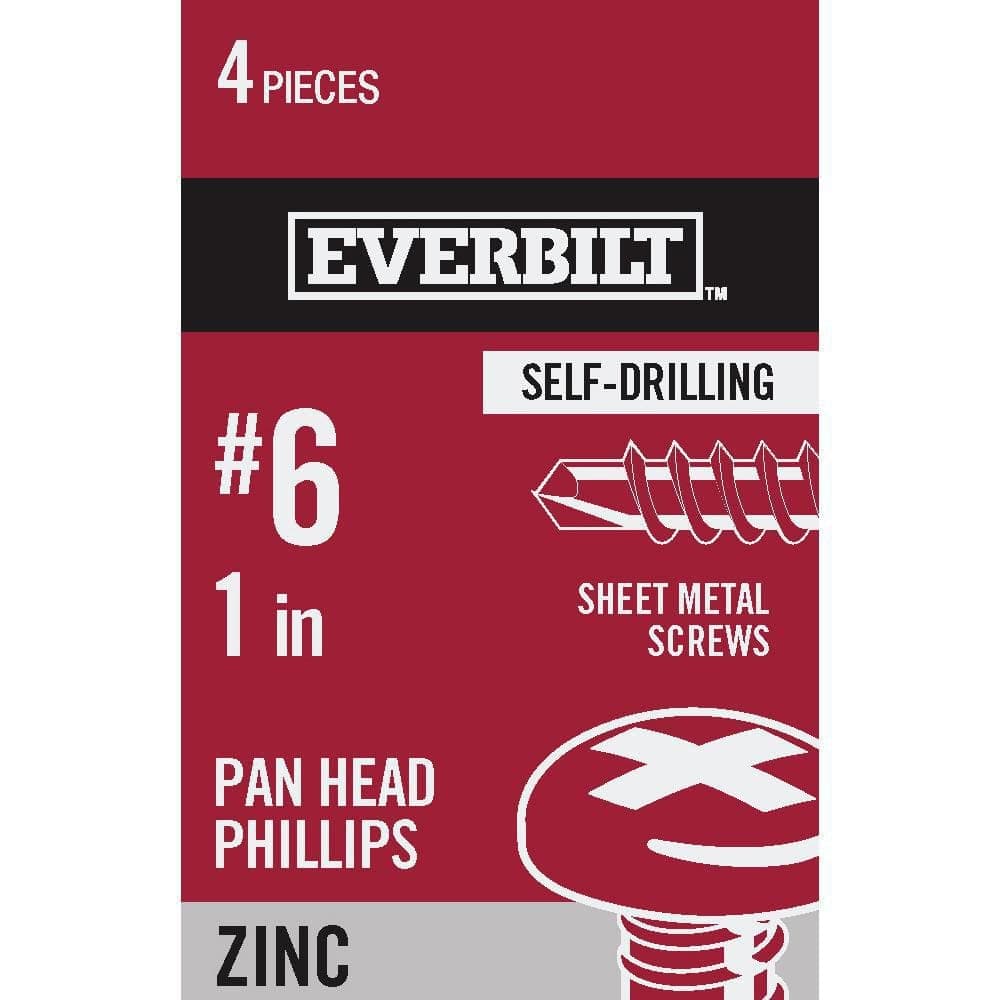 Everbilt #6 x 1 in. Zinc Plated Phillips Pan Head Sheet Metal Screw (4-Pack) (1)