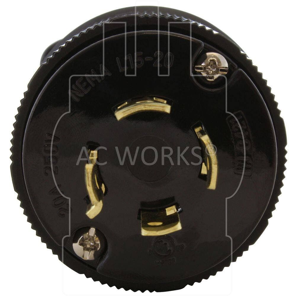 AC WORKS NEMA L15-20P 3-Phase 20A 250V 4-Prong Locking Male Plug in Black With UL, C-UL Approval (3)