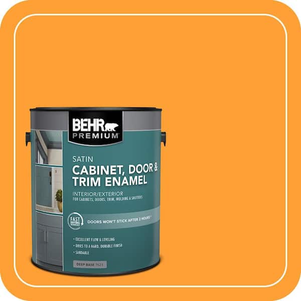 BEHR PREMIUM 1 gal. #P250-7 Blazing Bonfire Satin Enamel Interior/Exterior Cabinet, Door & Trim Paint (2)