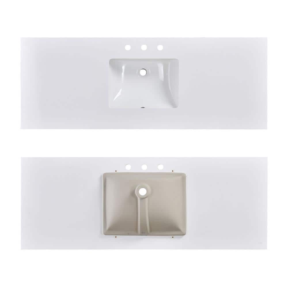 PROOX 60 in. W 22 in. D Engineered Stone Composite White Rectangular Single Sink Bathroom Vanity Top (3)