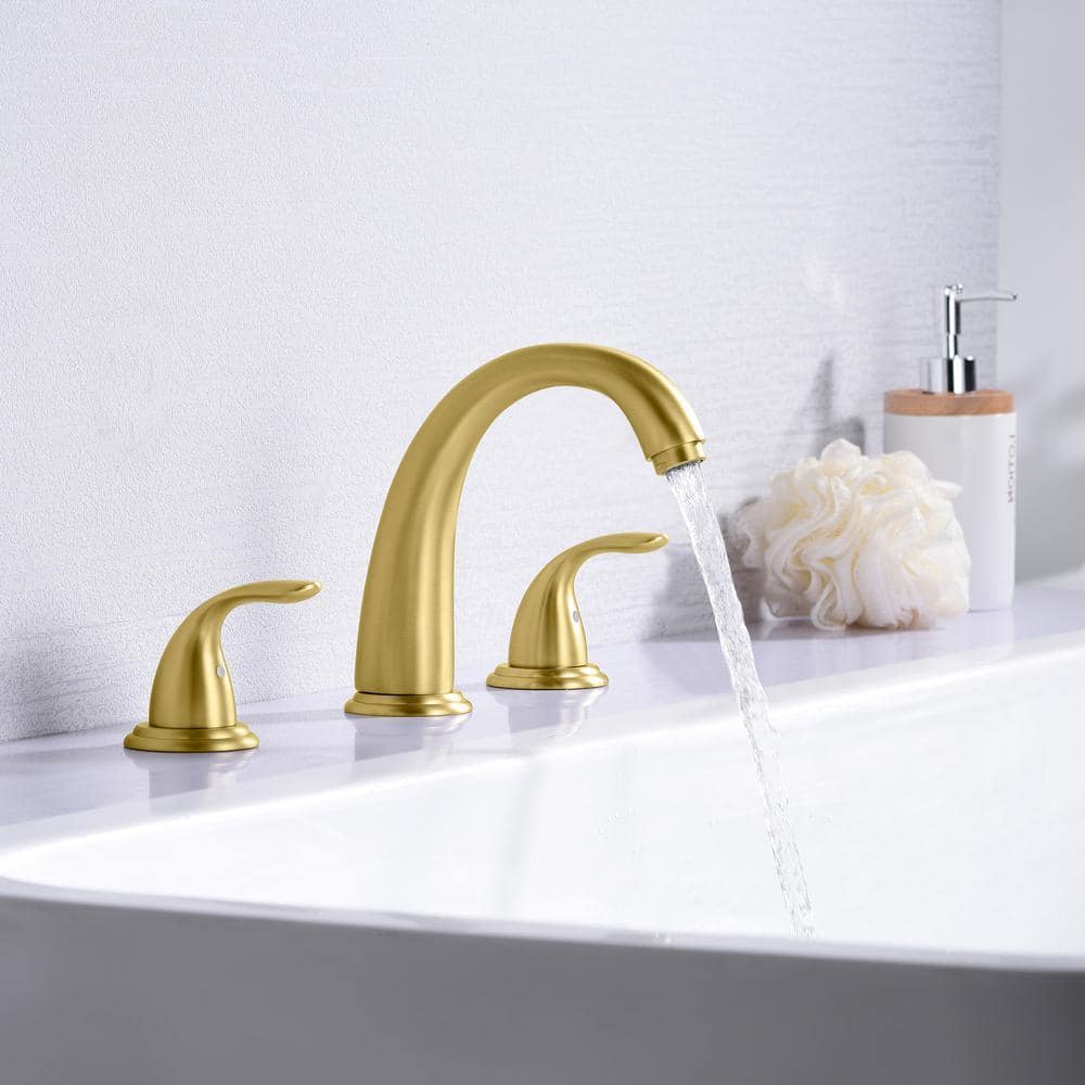 SUMERAIN Traditional 2-Handle Tub Deck Mount Roman Tub Faucet with Corrosion Resistant in. Brushed Gold (3)