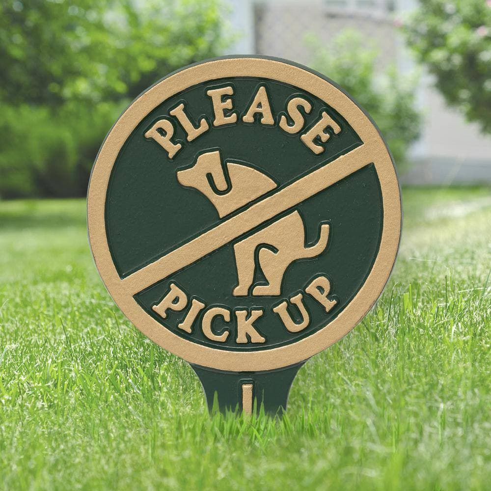 Unbranded Pet Owner Courtesy Please Pick up - No Poop Dog Cast Aluminum Yard Sign (3)