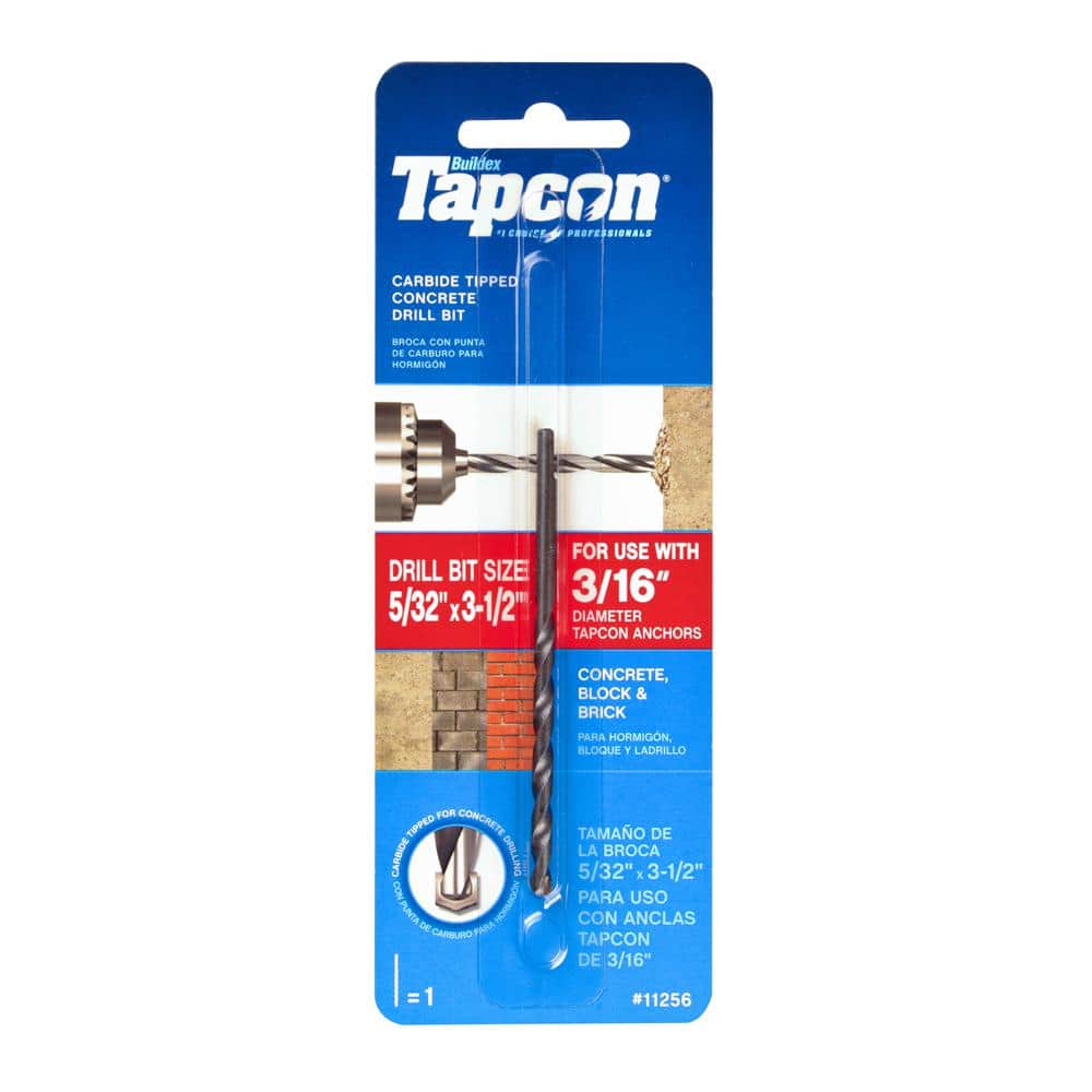 Tapcon 5/32 in. x 3-1/2 in. Steel Carbide Tip Smooth Shank Masonry Drill Bit (1-Piece)