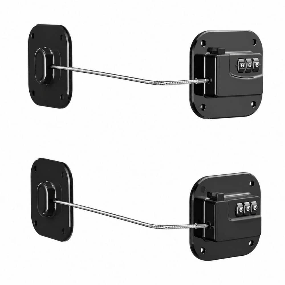 LAIFUCAM Black Combination Magnetic Cabinet Door Latch Fridge Lock Child Babyproof No Drill Easy Install (2-Pack) (1)
