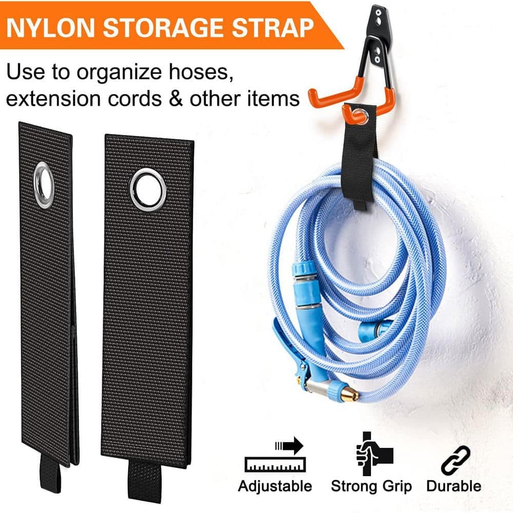 NVNOO 7.7 in. U Shaped Garage Long Hooks with 2 Extension Cord Holder Organizer for Garden Tool Bikes Hanging, Black (4-Pack) (3)