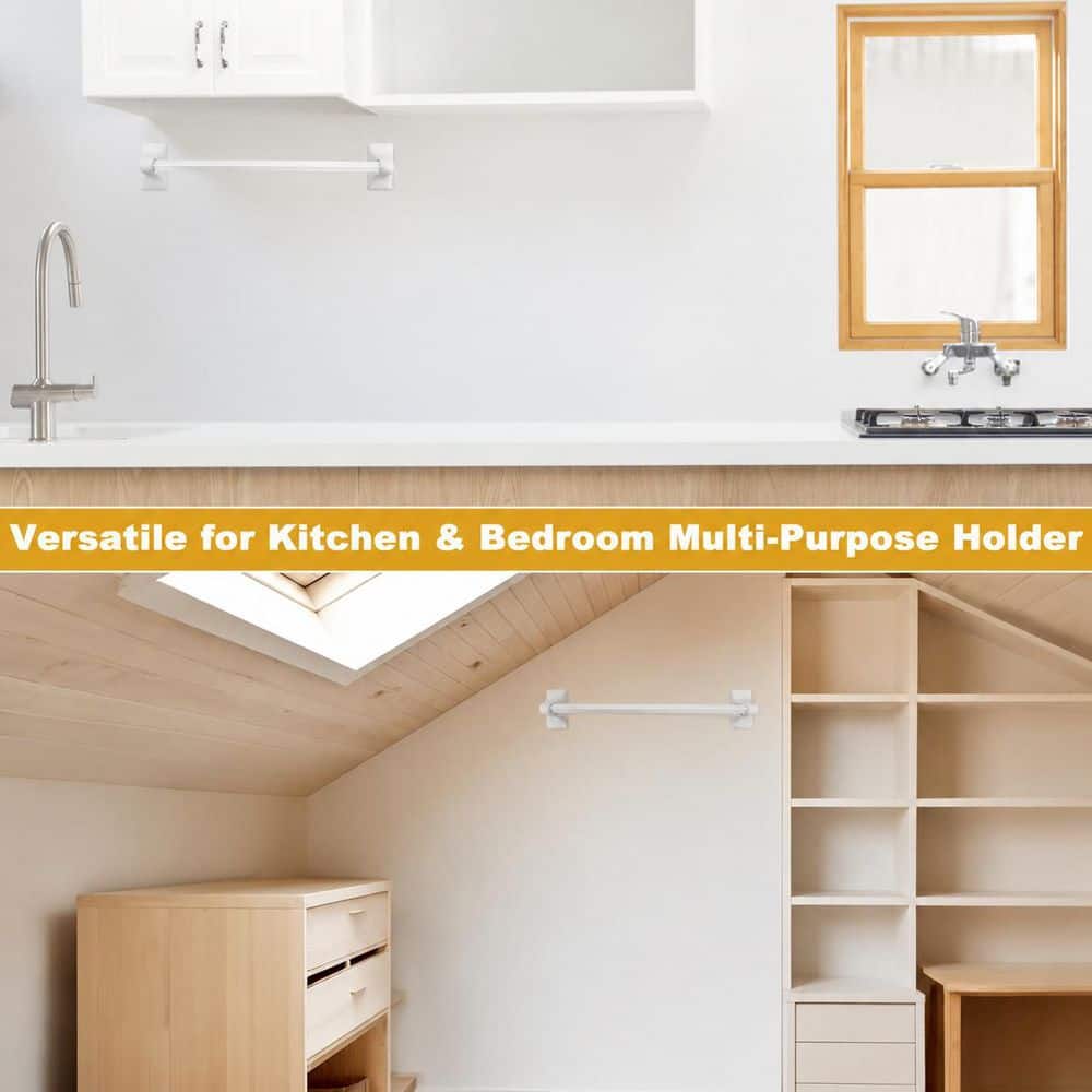 Unbranded 2-Pack White Ceramic Porcelain Adhesive Mount Bathroom Towel Bar Brackets Rod Holder Set, Posts Only (2)