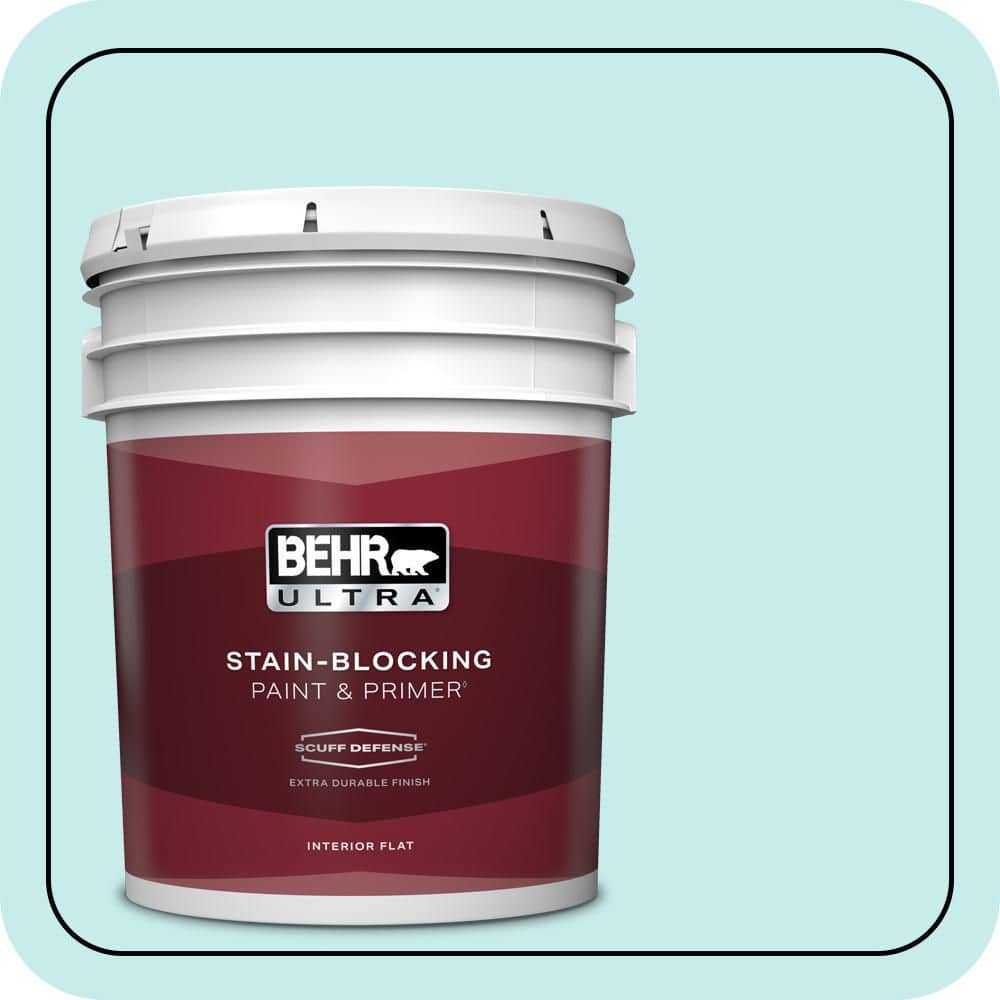 BEHR ULTRA 5 gal. #P460-1 Morning Sky Extra Durable Flat Interior Paint & Primer