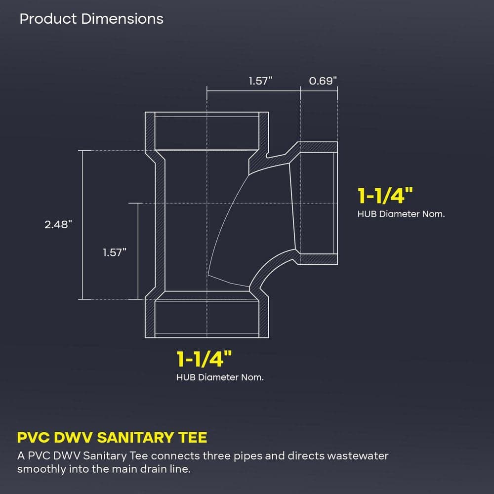 PLUMBFLEX 3 in. Rigid PVC DWV Drain Waste Vent Sanitary Tee Hub, 0.25 ft. Long, White PVC Drain, Schedule 40 (30 Pack) (3)