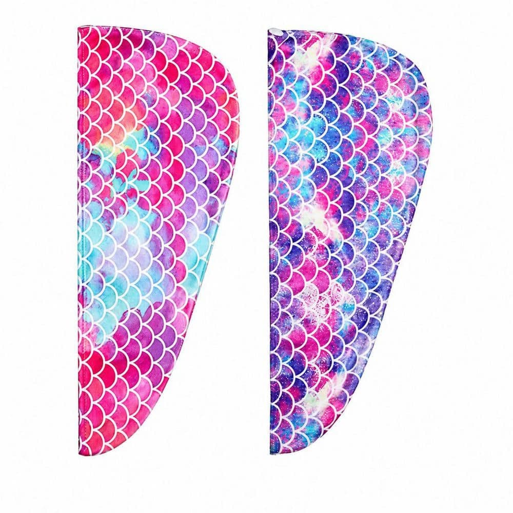 LAIFUCAM Multicolor Hair Drying Towel Wrap Set 2 Pack Absorbent Fast Dry Turban for Kids Girls Women Anti Frizz (1)