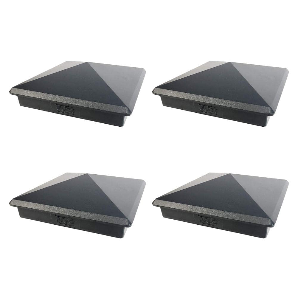 Unbranded 5.5" x 5.5" Aluminium Pyramid Post Cap for True 5.5" x 5.5" Wood Posts – Heavy-Duty Black Outdoor Deck & Fence - 4 Pack