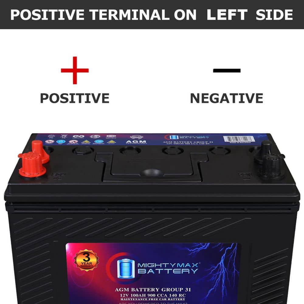 MIGHTY MAX BATTERY 12V, 100Ah, 140RC, 900 CCA, Replacement Battery Compatible with Chevrolet LCF 3500 17 (2)