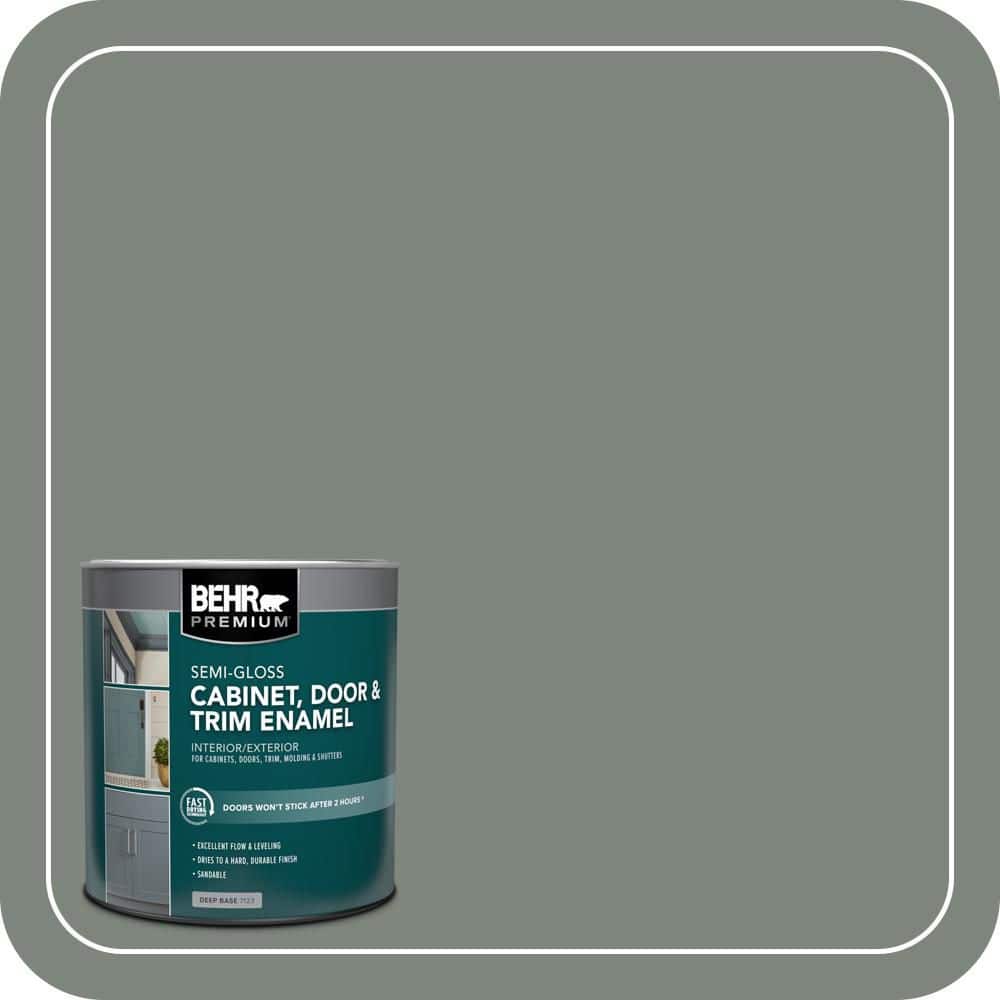 BEHR PREMIUM 1 qt. #N410-5 Village Green Semi-Gloss Enamel Interior/Exterior Cabinet, Door & Trim Paint