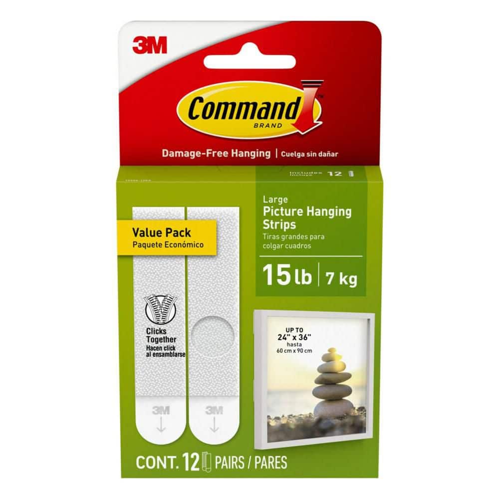 Command Large 15lb. Picture Hanging Strips, White, Pairs, strips, Damage-Free, Ideal for Apartments, Dorms, and Classrooms