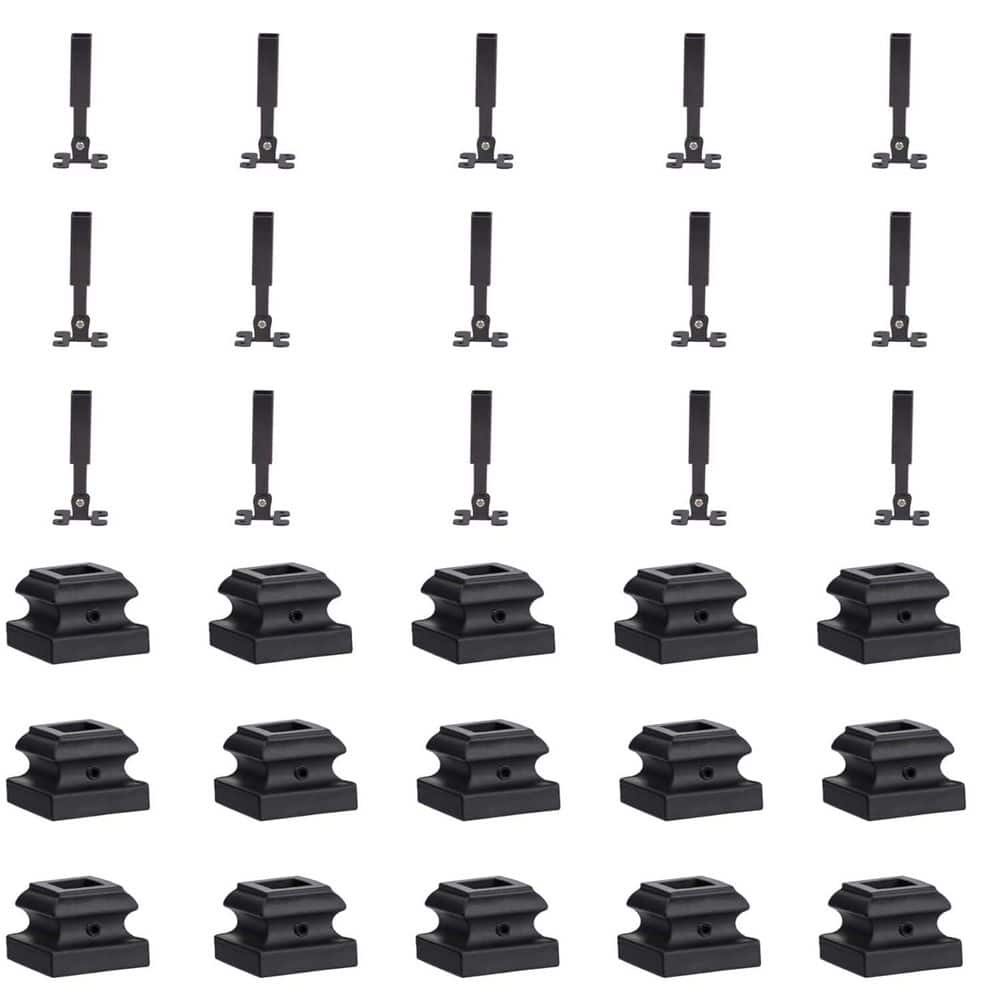 Afoxsos 15 Angle Adjustable Connectors with Screws for 1/2 Square Balusters Staircase Interior Kit 15 Flat Shoes Iron (1)