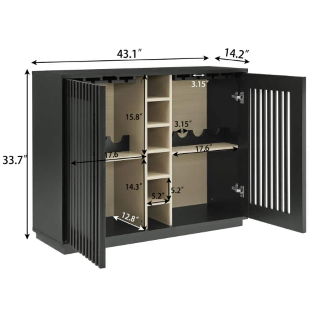 Unbranded 43.1 in. W x 14.2 in. D x 33.7 in. H Bathroom Black Linen Cabinet (2)