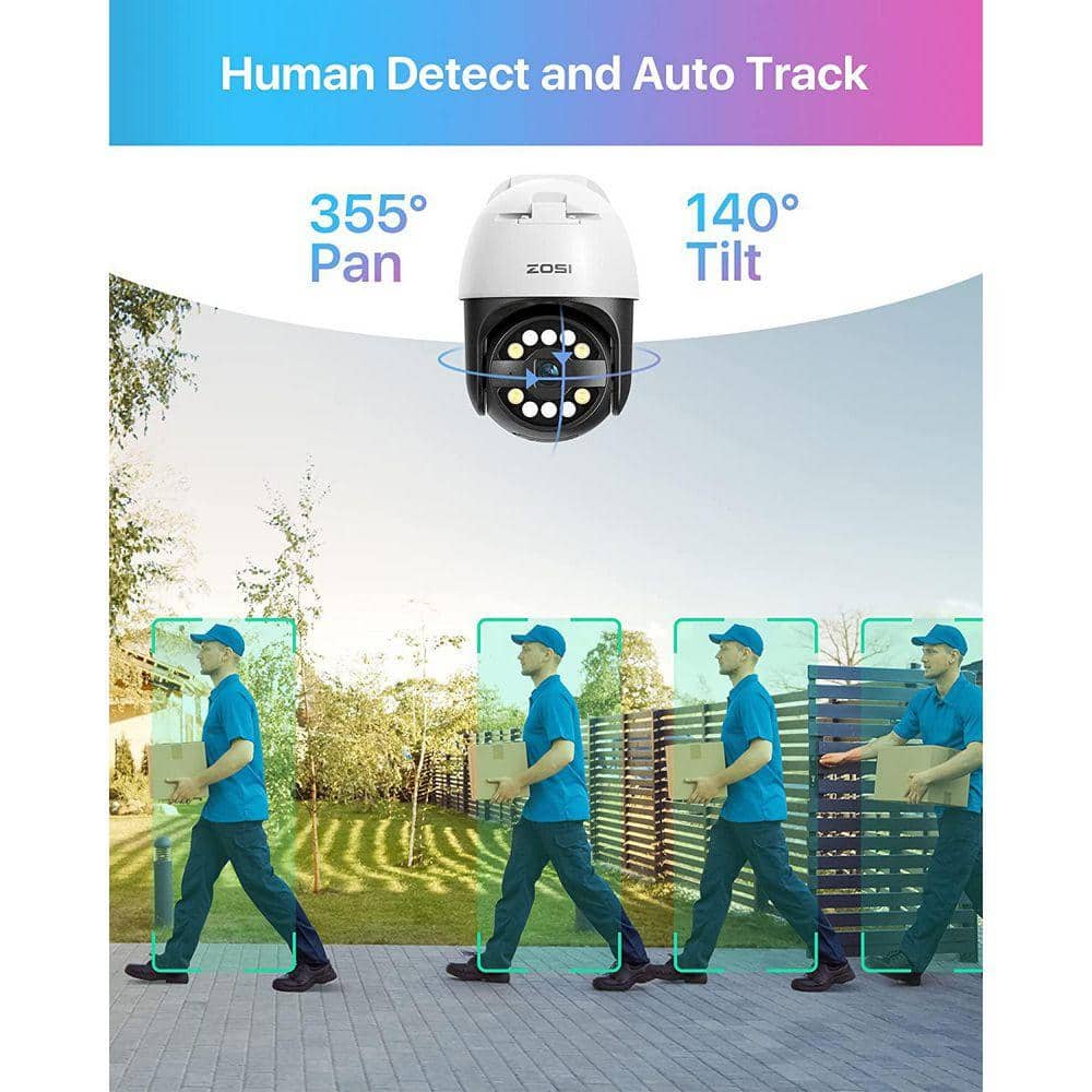 ZOSI 16-Channel 5MP 4K POE 4TB NVR Security Camera System with 8 Wired 355-Degree Pan Tilt Outdoor Cameras, Human Detection (2)