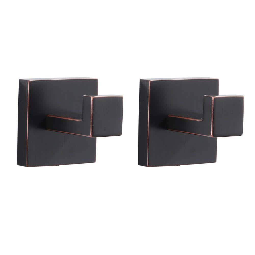 VEVETTA (2-Pack) Wall Mount Stainless Steel J-Hook Towel Hook Bath Hook in Oil Rubbed Bronze (1)