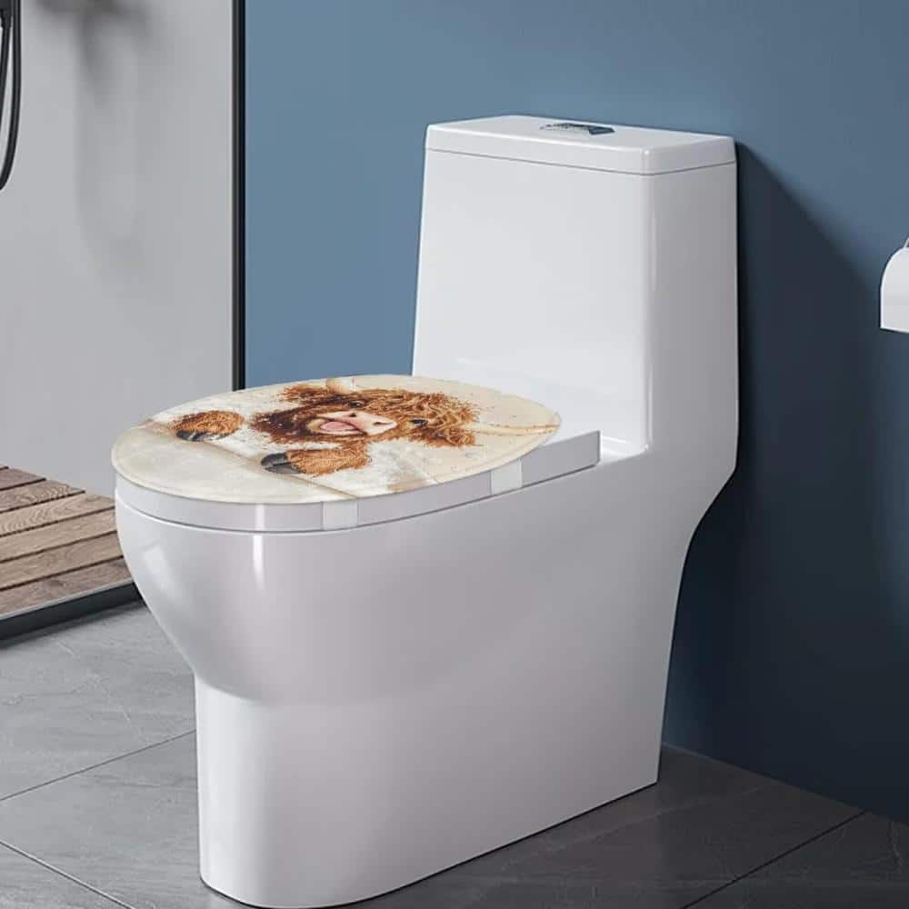 Unbranded Highland Cow Print Elongated Toilet Lid Cover, Washable Soft Fabric Bathroom Seat Protector (3)