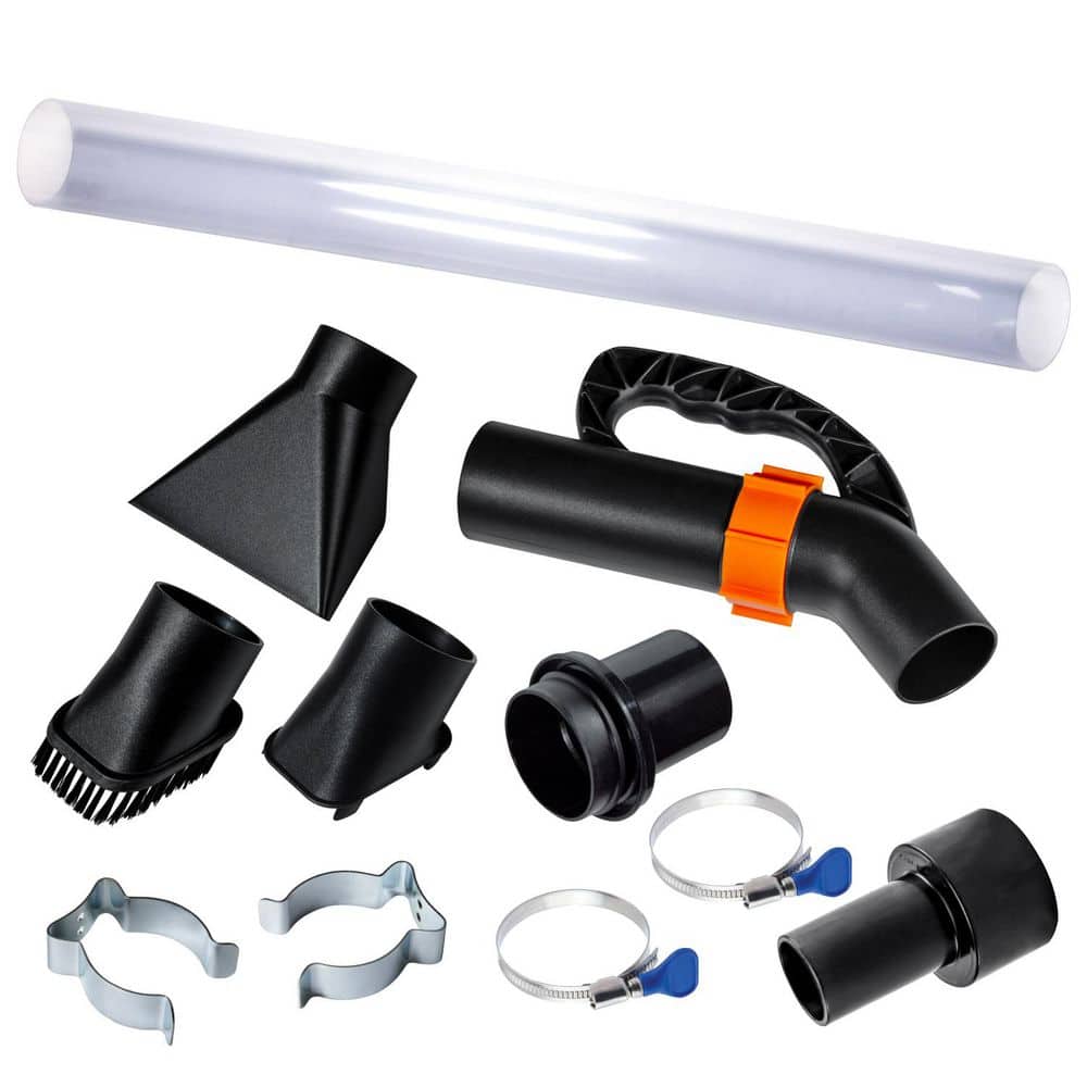 ‎POWERTEC 2-1/2 in. Dust Collection Hose Floor Sweep Kit w/ 36 in. Clear Tube, Vacuum Nozzles, Wall Fanger Clips, Reducer Adapter