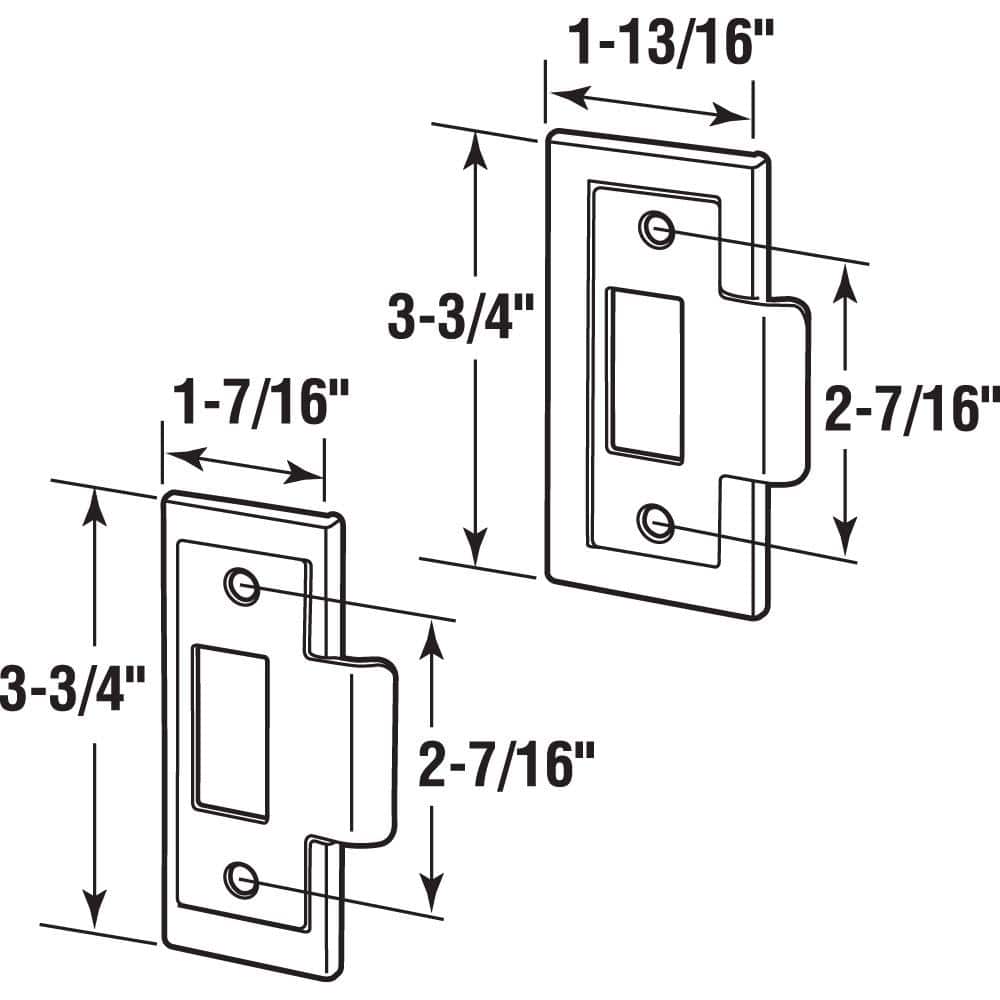 Prime-Line Fix-A-Latch Strike Plate Repair Kit, 1-3/8 in. and 1-3/4 in., Stamped Steel, Brass Plated Finish, White Plastic Base (2)