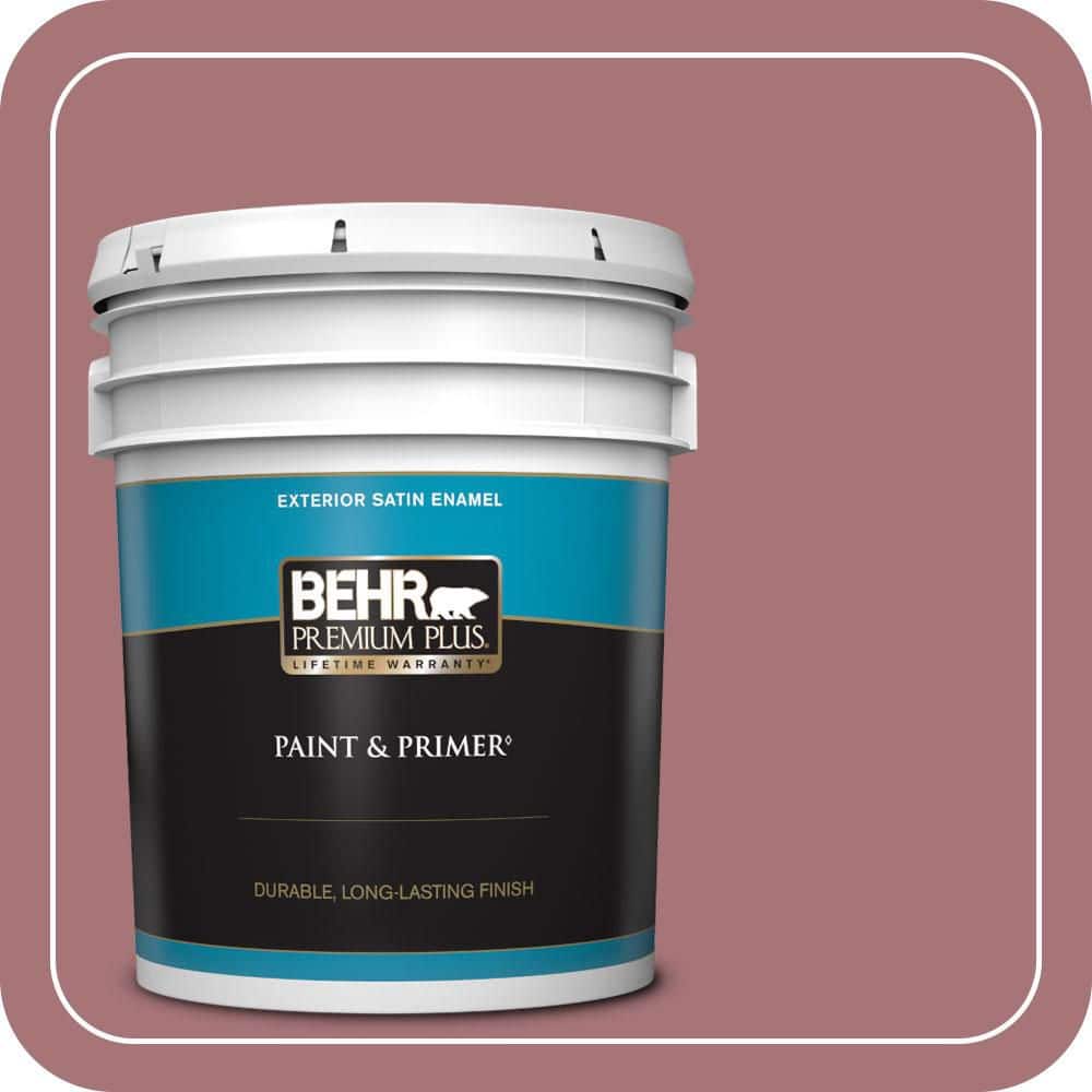 BEHR PREMIUM PLUS 5 gal. #S130-5 Heirloom Rose Satin Enamel Exterior Paint & Primer