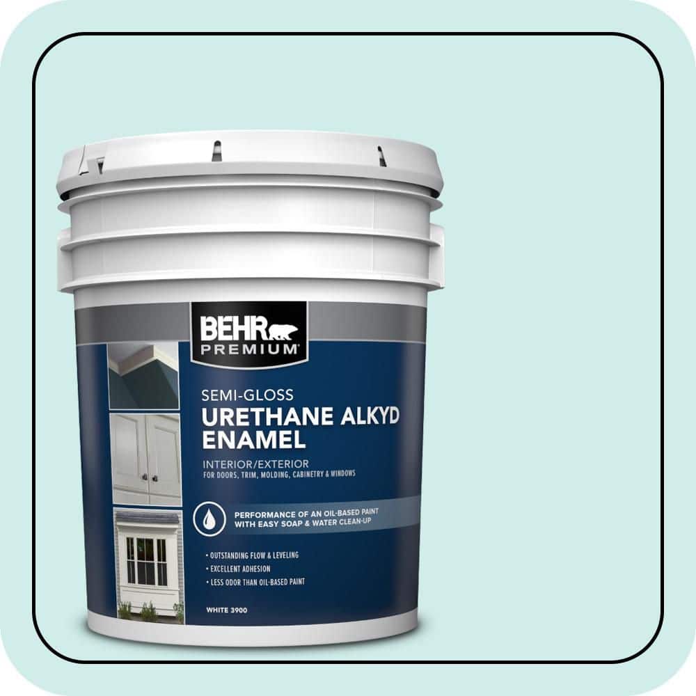 BEHR PREMIUM 5 gal. #510C-1 Ionic Sky Urethane Alkyd Semi-Gloss Enamel Interior/Exterior Paint