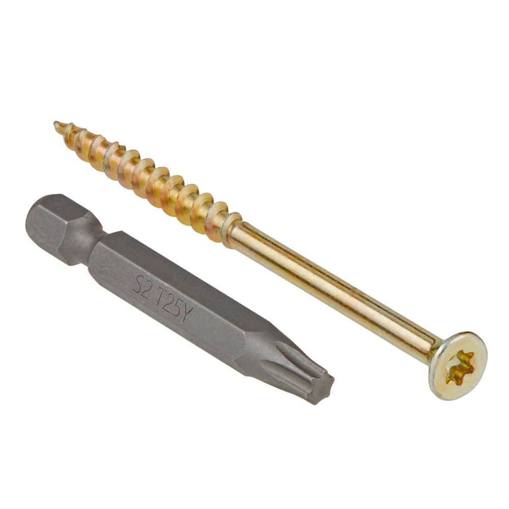 Everbilt #9 x 3 in. Yellow Zinc Star Torx Drive Flat Head Wood Construction Screw (900-Piece) (2)