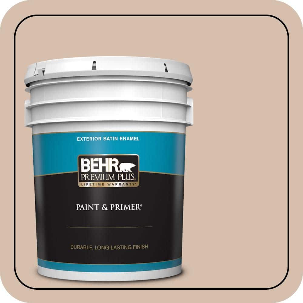 BEHR PREMIUM PLUS 5 gal. #MQ2-36 Elusive Dawn Satin Enamel Exterior Paint & Primer