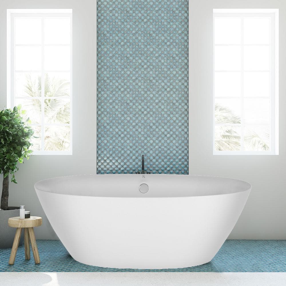Empava 71 in. Acrylic Flatbottom Double Ended Freestanding Soaking Bathtub in White with Polished Chrome Overflow and Drain (1)