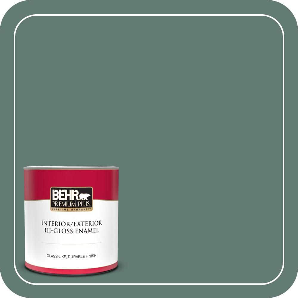 BEHR PREMIUM PLUS 1 qt. #S430-6 Forest Edge Hi-Gloss Enamel Interior/Exterior Paint & Primer