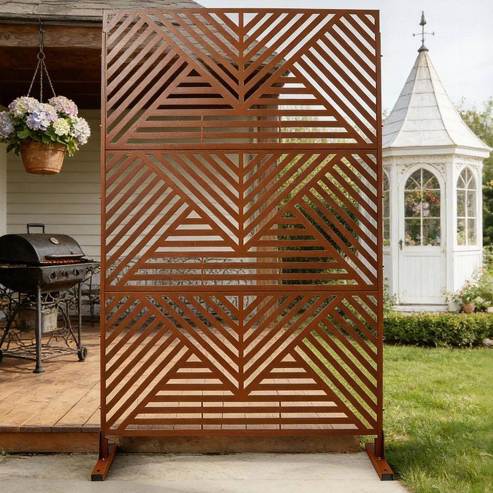 Coporesell 76 in. 48 in. Freestanding Decorative Privacy Screen Metal for Deck Balcony Patio