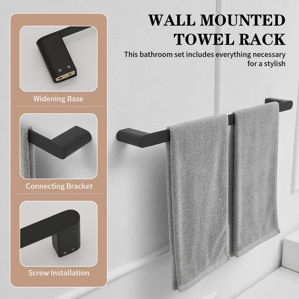 BWE 5-Piece Bath Hardware Set with Towel Bar Towel Hook Toilet Paper Holder (4)