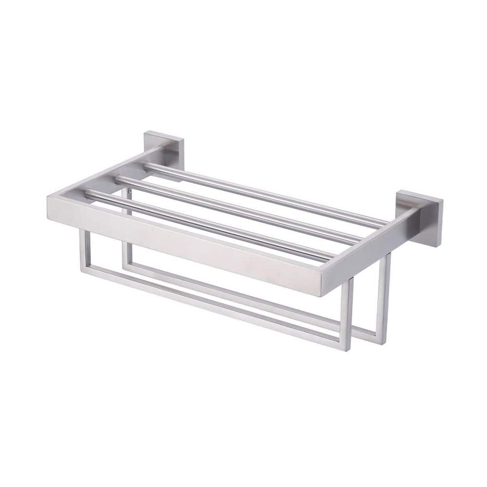 WOWOW 16 in. Stainless Steel Wall Mounted Double Towel Bar in Brushed Nickel