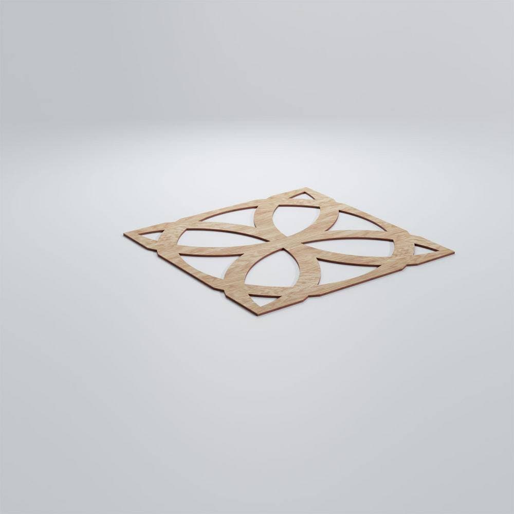 Ekena Millwork 23-3/8" x 23-3/8" x 1/4" Large Daventry Decorative Fretwork Wood Wall Panels, Red Oak (20-Pack) (3)