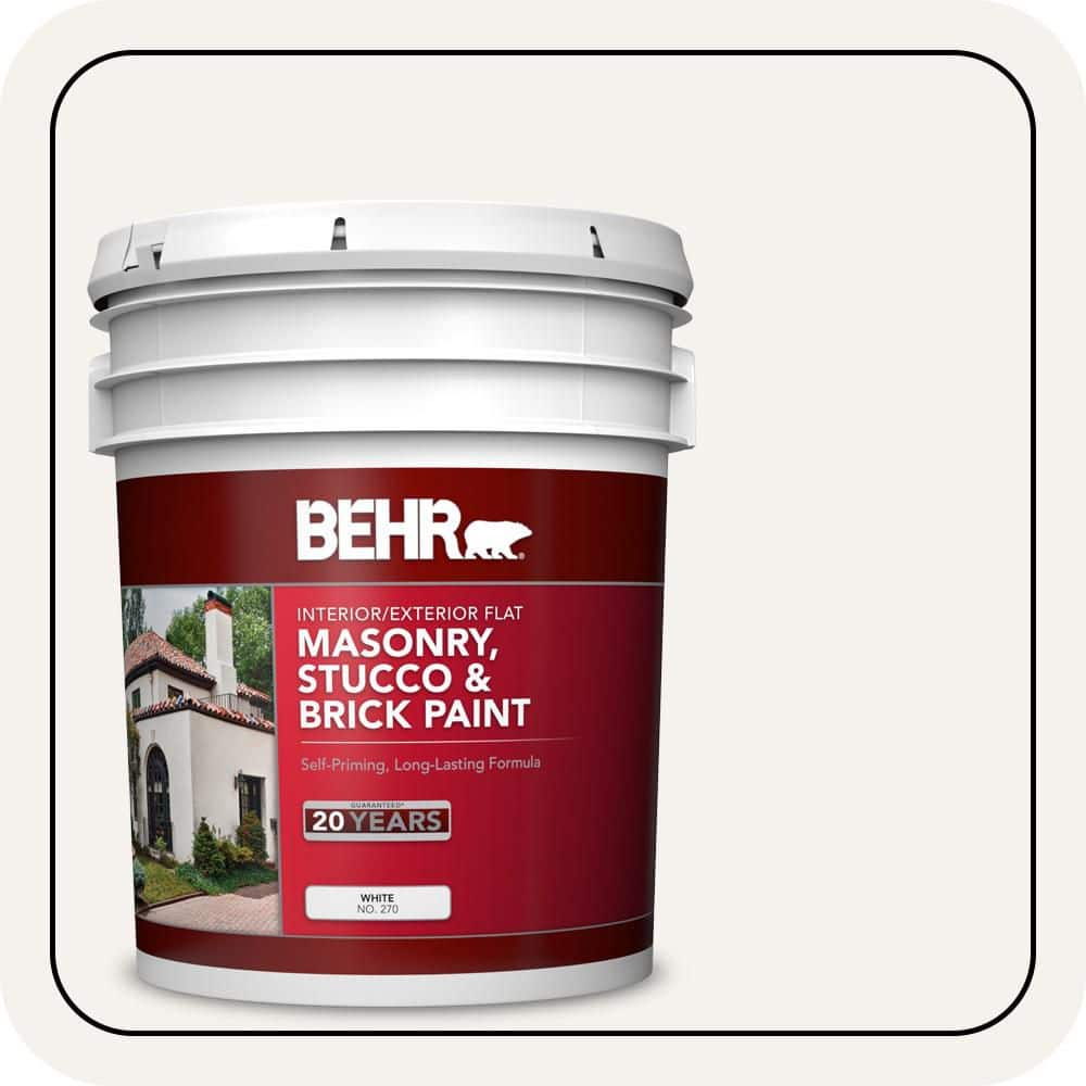 BEHR 5 gal. #PR-W14 Bit of Sugar Flat Masonry, Stucco and Brick Interior/Exterior Paint (1)