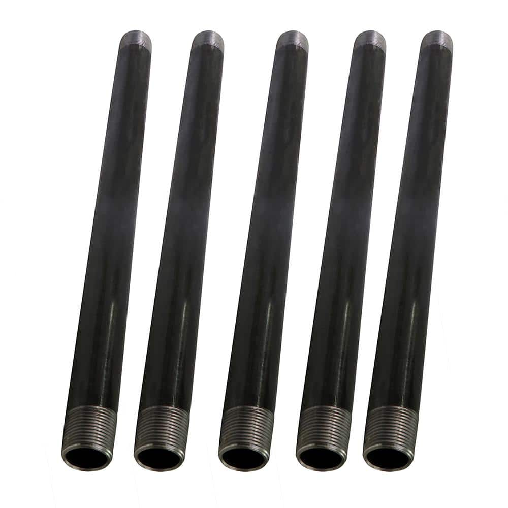 PLUMBFLEX 3/8 in. x 2 ft. Black Steel Pipe (5-Pack) (1)