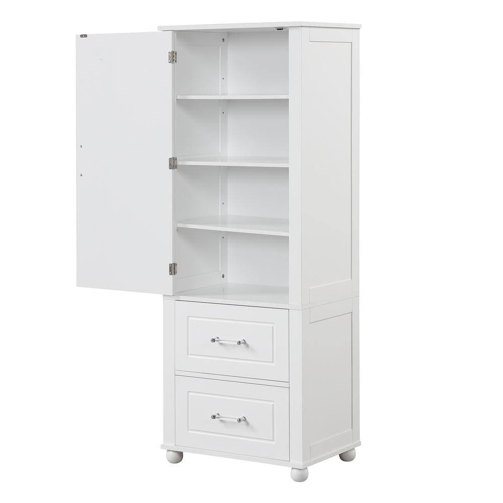 Unbranded 23 in. W x 15.9 in. D x 61.4 in. H White Linen Cabinet Tall Bathroom Storage Cabinet, Freestanding Storage Cabinet (2)