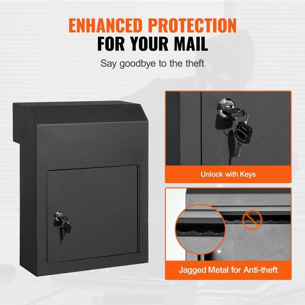 SKYSHALO Through The Door Key Drop Box, Heavy Duty Steel Through the Door Mailbox with 1.8 in. 12 in. Key Lock (3)
