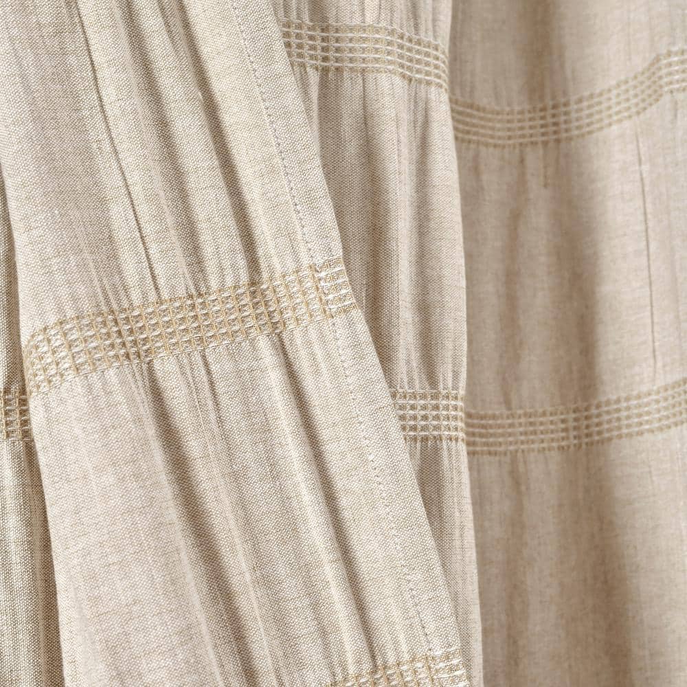 Lush Decor 72 in. x 72 in. Waffle Stripe Woven Cotton Shower Curtain Taupe Single (3)