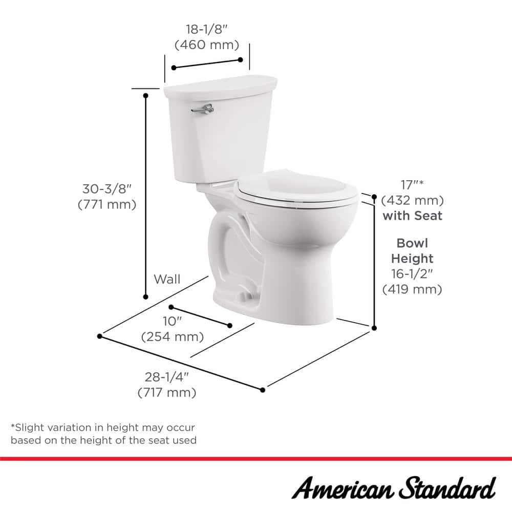 American Standard Cadet 10 in. Antimicrobial 2-Piece 1.28 GPF Single Flush Chair Height Round Toilet with Slow Close Seat in White (3)
