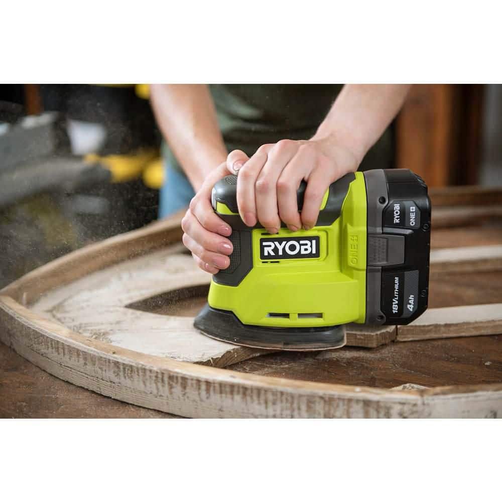 RYOBI ONE+ 18V Cordless Corner Cat Finish Sander with 9-Piece 5-1/2 in. Corner Cat Sand Paper Assortment (4)