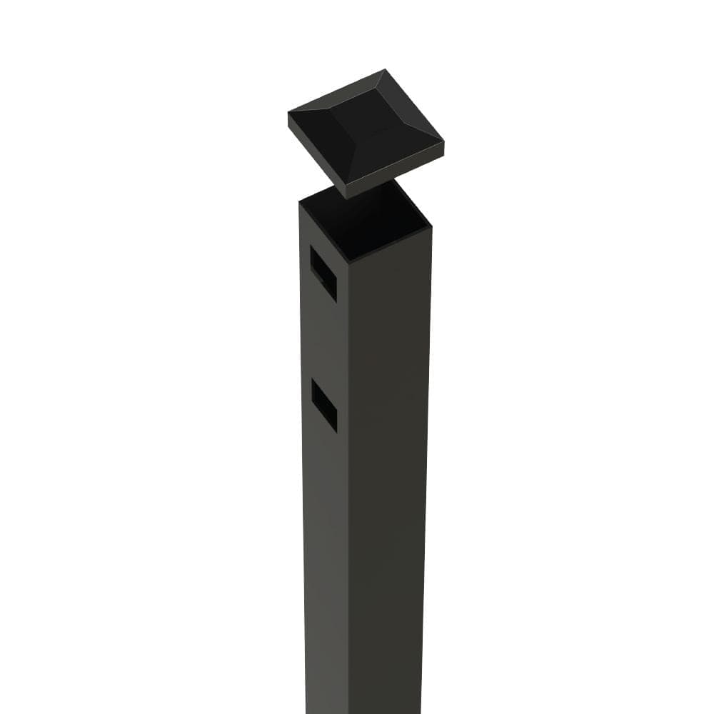 FORGERIGHT Black Aluminum Flat Fence Post Replacement Cap (2)