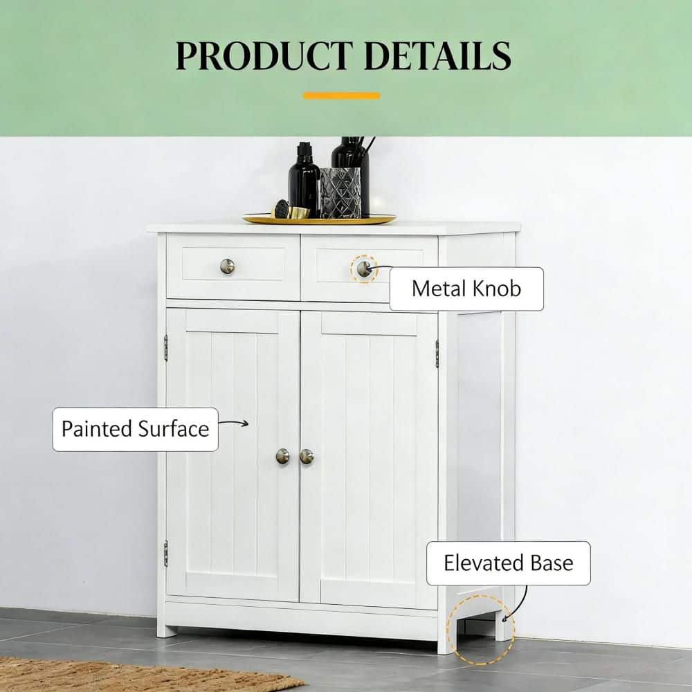 Ximuprmy Modern 24 in. W 12 in. D 30 in. H Floor Freestanding Linen Cabinet with Drawers and 2-Door, Bathroom Cabinet (4)