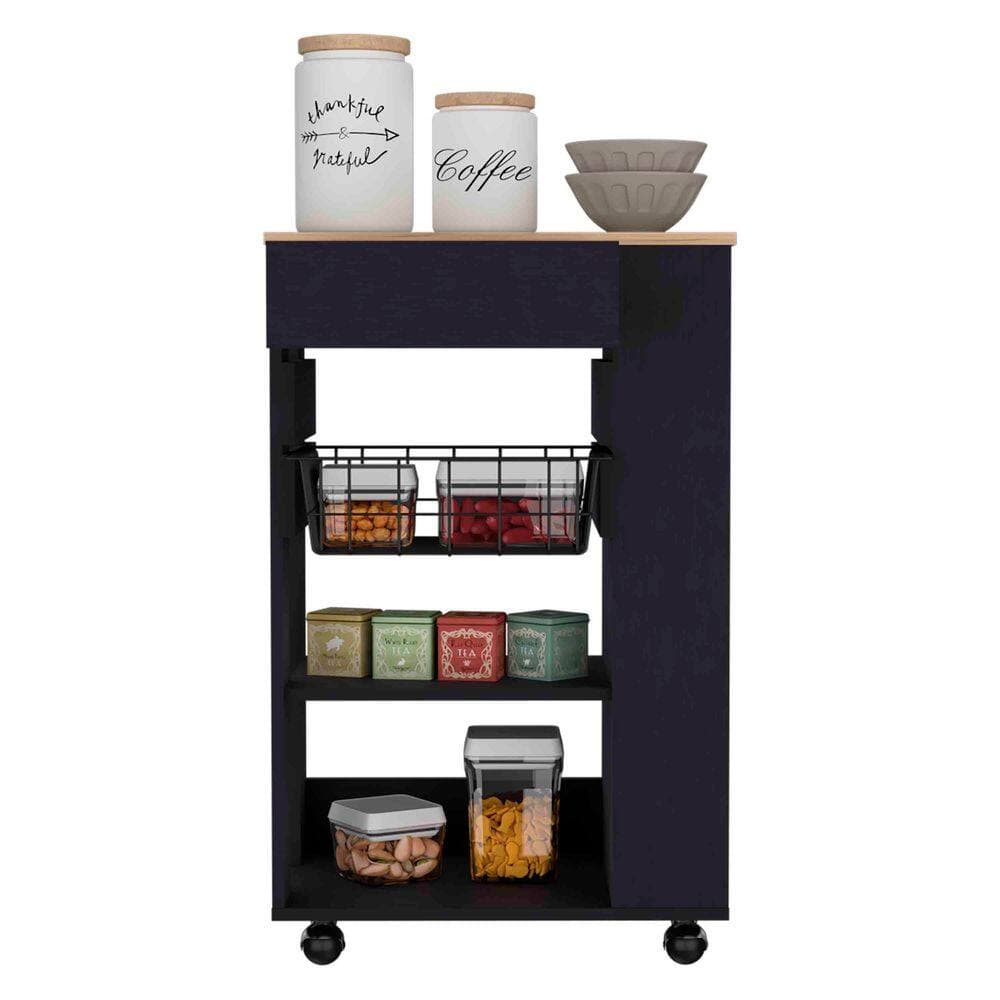 Tahanbath 14.50 in. W x 22.40 in. D x 35.40 in. H Black Particle Board Freestanding Linen Cabinet with 2-Shelves in Light Oak (2)