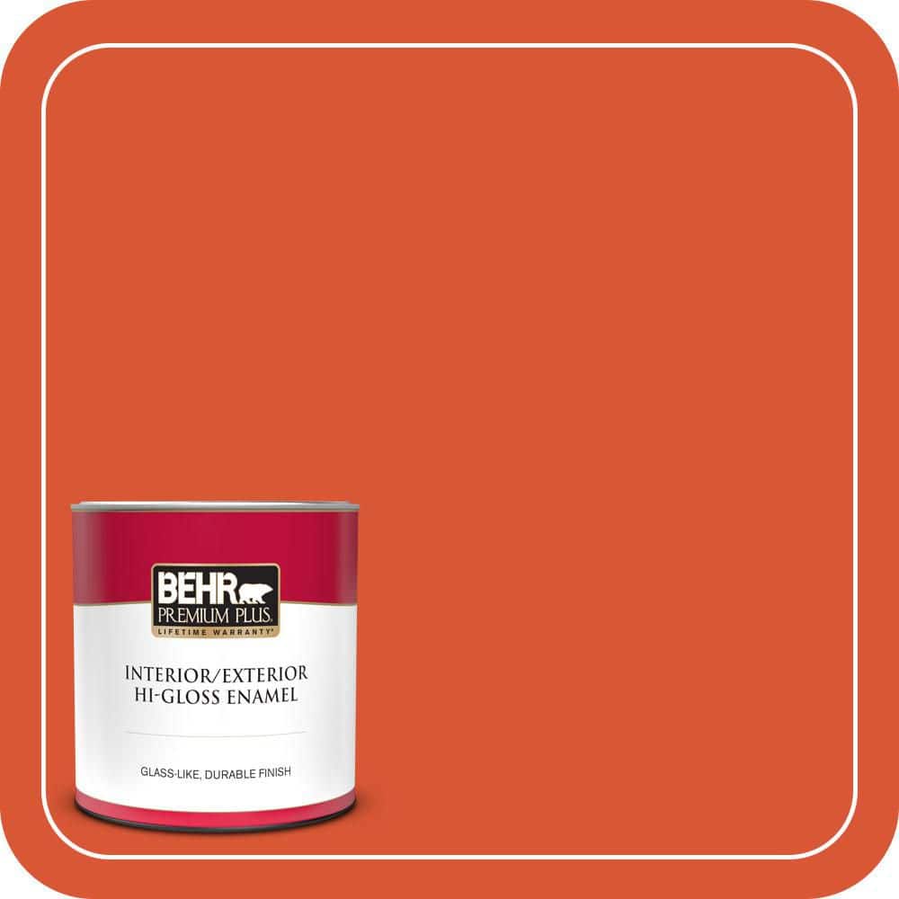 BEHR PREMIUM PLUS 1 qt. #P190-7 Inferno Hi-Gloss Enamel Interior/Exterior Paint & Primer (1)